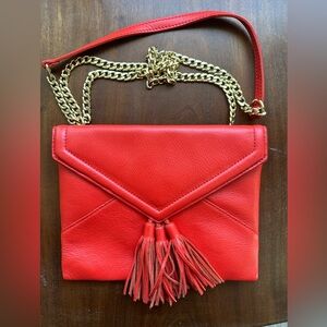 Chic Red Tassel Convertible Clutch Crossbody Bag